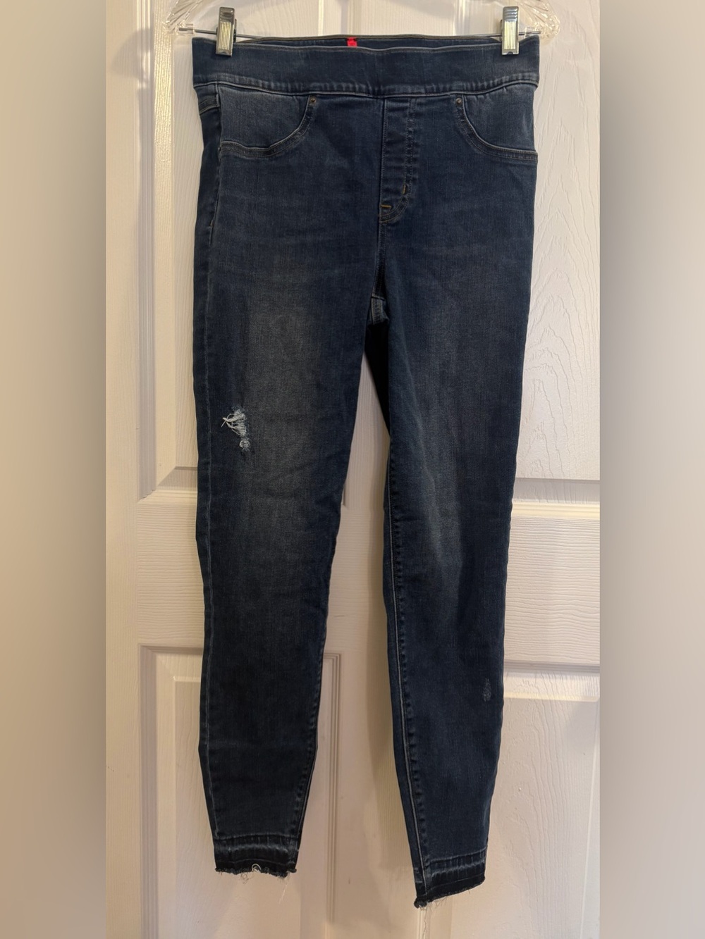 Spanx Distressed Pull-On Skinny Jeans